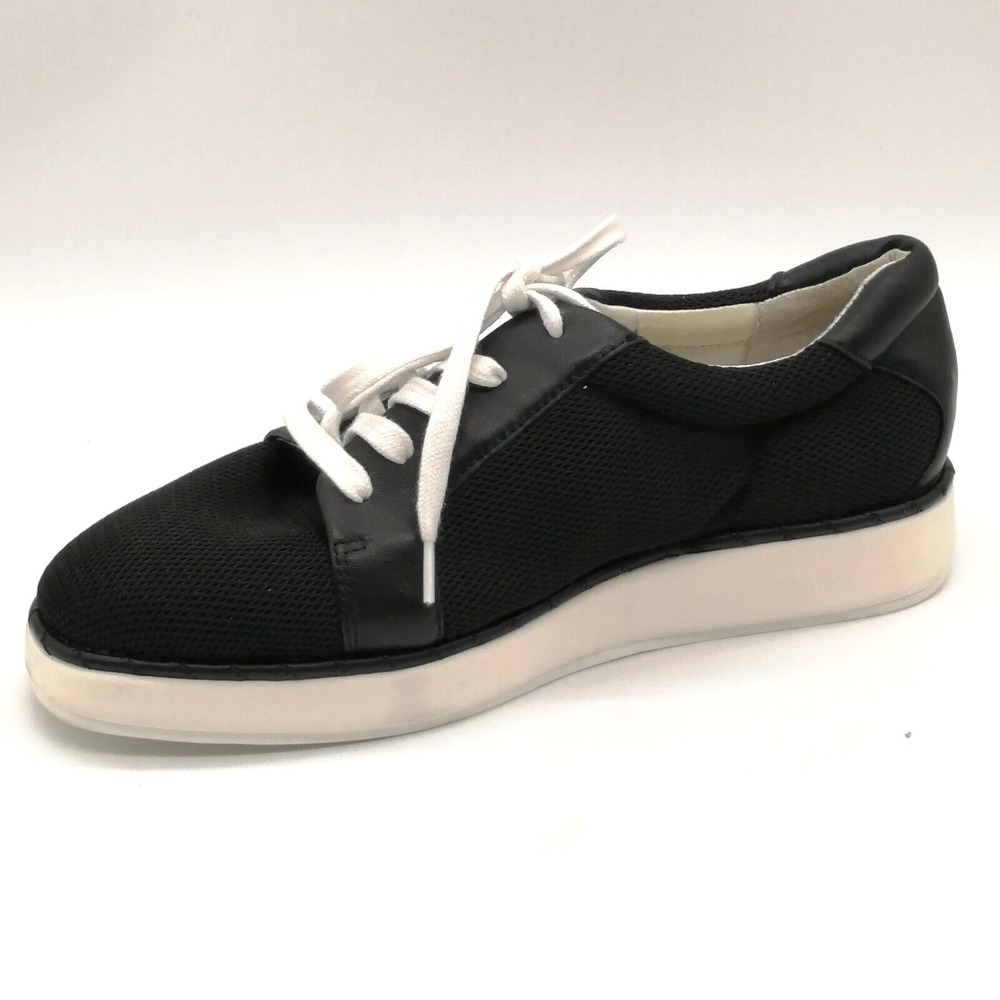Sarto Shoes Womens Sneaker Quinn Black Leather Wedge Heel Toe Low Top 8.5